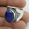 Gift For Her Natural Lapis Lazuli Statement Bohemian Ring 925 Silver U96