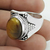 Gift For Woman 925 Silver Natural Tiger Eye Cocktail Vintage Ring B33