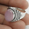 Natural Rose Quartz Statement Vintage Ring 925 Silver Z86