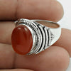 Gift For Woman 925 Silver Natural Carnelian Solitaire Tribal Ring J4