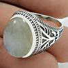 925 Silver Natural Rainbow Moonstone Solitaire Tribal Ring E5