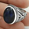 Gift For Woman 925 Silver Natural Labradorite Cocktail Trendy Ring F92