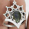 Natural Labradorite Gemstone 925 Silver Statement Boho Ring For Girls A8