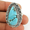 Gift For Woman Natural Turquoise Statement Tribal Ring 925 Silver K7
