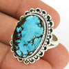 Natural Turquoise 925 Silver Band Artisan Look Ring For Women U47