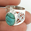 Natural Turquoise Gemstone Band Ring 925 Sterling Silver For Women R7