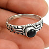 Gift For Woman 925 Silver Natural Black Onyx Solitaire Vintage Ring C8