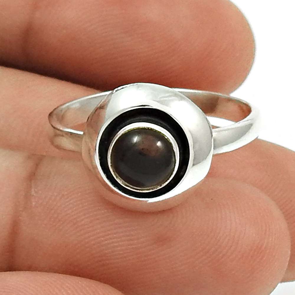 Natural Smoky Quartz Gemstone Statement Boho Ring 925 Sterling Silver U8