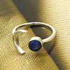 Natural Lapis Lazuli Gemstone 925 Silver Cocktail Open Ring For Girls T75