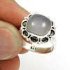 Natural Chalcedony Gemstone Statement Boho Ring 925 Silver For Women H28