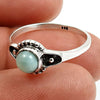 Natural Larimar Gemstone Statement Vintage Ring 925 Silver For Girls U11