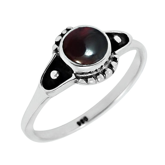 Natural Garnet Gemstone Solitaire Boho Ring 925 Silver For Women I2