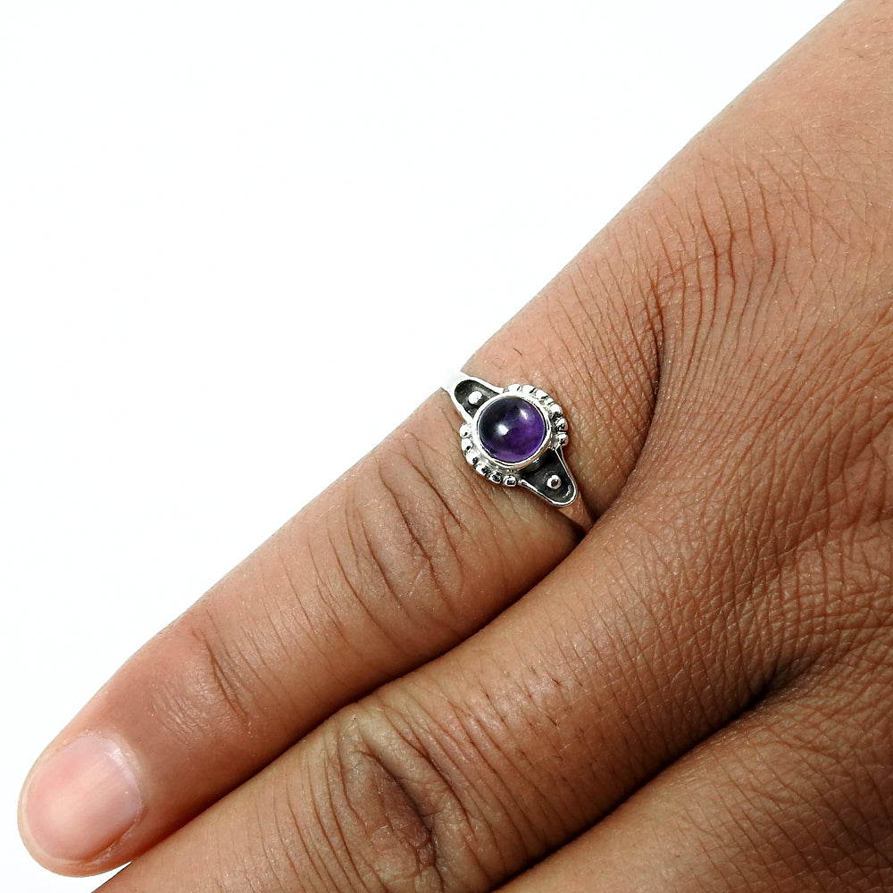 Natural Amethyst Gemstone 925 Silver Cocktail Boho Ring For Women Z12