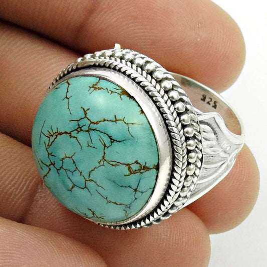 Gift For Woman 925 Silver Natural Turquoise Statement Bohemian Ring U72