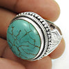 Gift For Woman 925 Silver Natural Turquoise Statement Bohemian Ring U72
