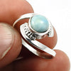 Natural Larimar Gemstone 925 Silver Statement Ring Gift For Girls R2