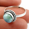 Gift For Her 925 Silver Natural Larimar Solitaire Bohemian Ring D3