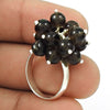 Natural Smoky Quartz Gemstone Beaded Ring 925 Silver For Girls Q3