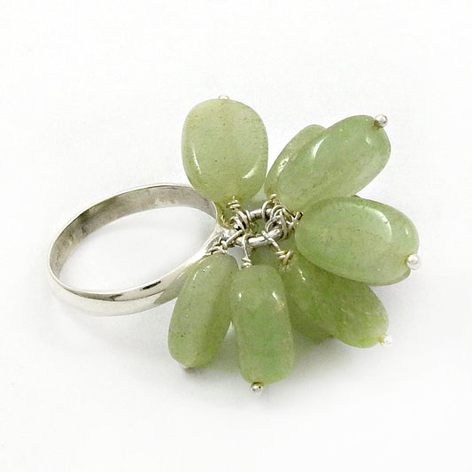 Anniversary Gift For Her Natural Aquamarine Beaded Ring 925 Silver T47