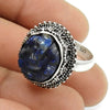 Solitaire Ganesha Ring 925 Silver Natural Lapis Lazuli V53