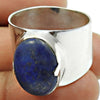 Gift For Woman Statement Ethnic Ring 925 Silver Natural Lapis Lazuli I9