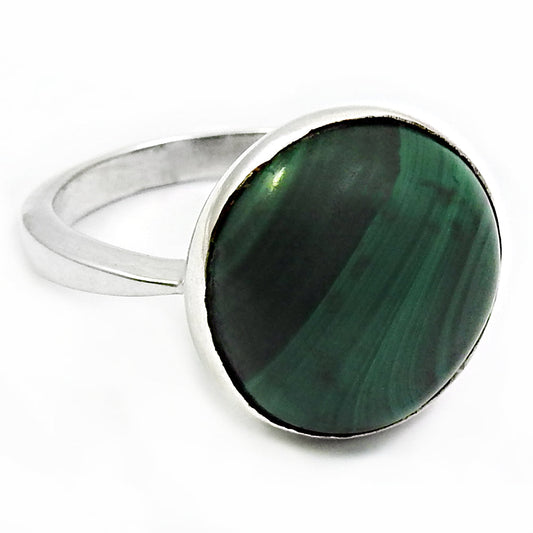 Gift For Her Natural Malachite Chunky Ring 925 Sterling Silver Jewelry