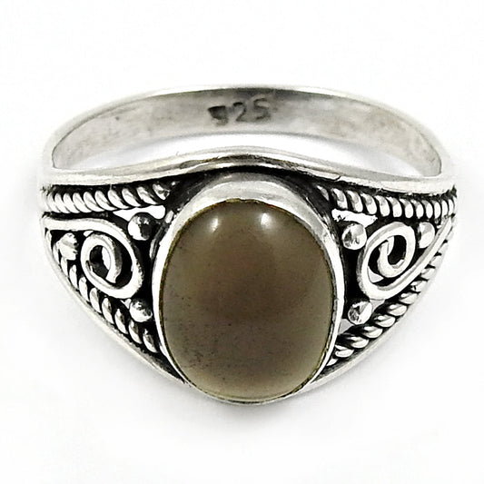 Natural Smoky Quartz Gemstone 925 Silver Cocktail Ring For Girls X12