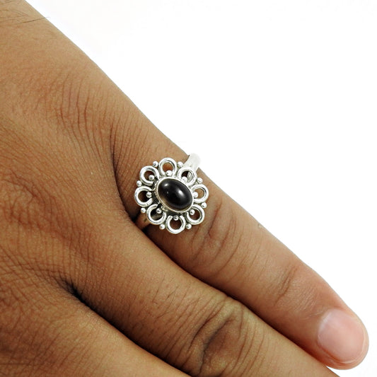 Natural Smoky Quartz Charming Ring 925 Sterling Silver Gift For Her L8