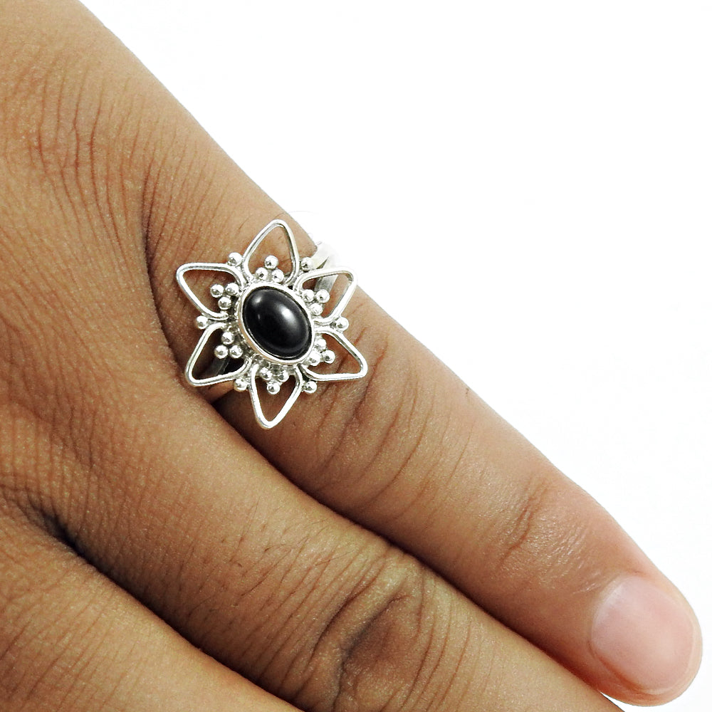 Wedding Gift For Her 925 Silver Natural Black Onyx Statement Tribal Ring S27