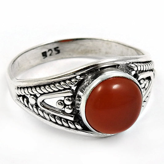 Natural Carnelian Gemstone Charming Boho Ring 925 Silver For Girls P13