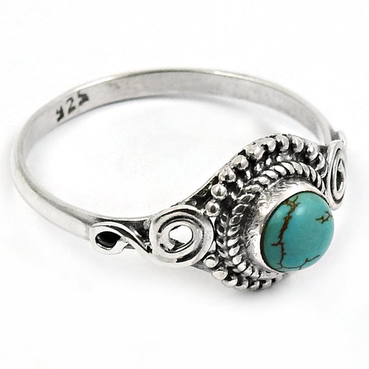 Gift For Women Cocktail Ethnic Ring 925 Silver Natural Turquoise T30