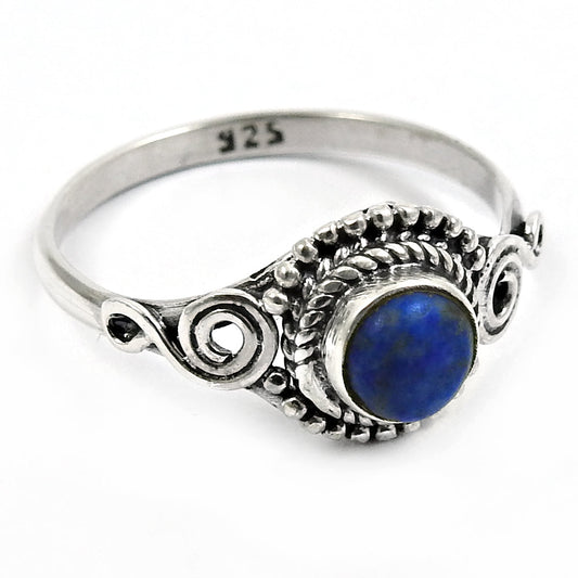 Natural Lapis Lazuli Gemstone Statement Tribal Blue Ring 925 Silver T31