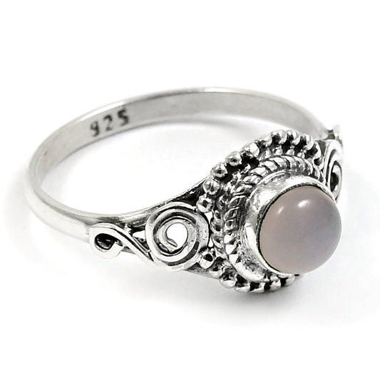 Gift For Women Solitaire Tribal Ring 925 Silver Natural Rose Quartz Y31