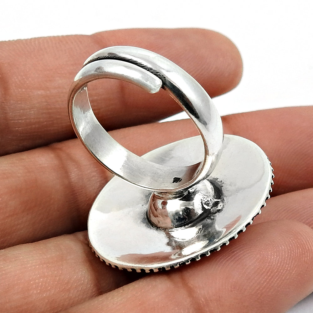 Wedding Gift For Her 925 Silver Natural Green Onyx Solitaire Adjustable Ring