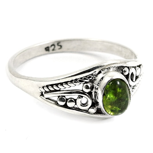Natural Green Tourmaline Gemstone 925 Silver Cocktail Ethnic Ring For Girls A23