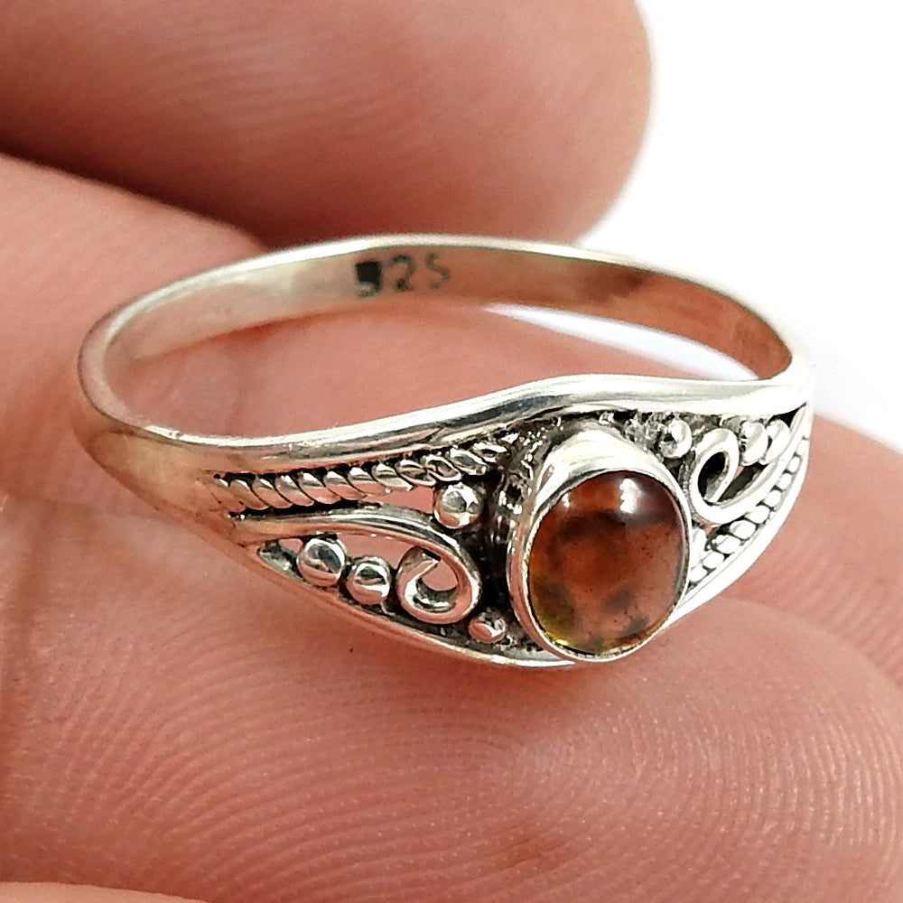 Natural Yellow Tourmaline Gemstone Solitaire Boho Ring 925 Silver For Girls S98