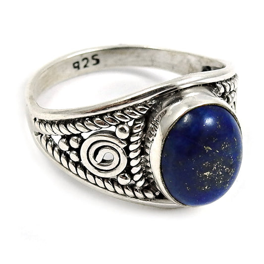 Natural Lapis Lazuli Cocktail Vintage Ring 925 Silver For Girls Q1