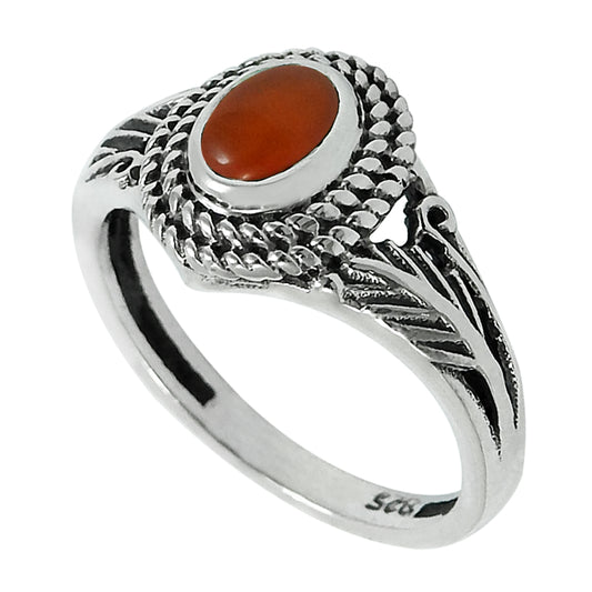 Gift For Her Natural Carnelian Statement Ring 925 Sterling Silver X16