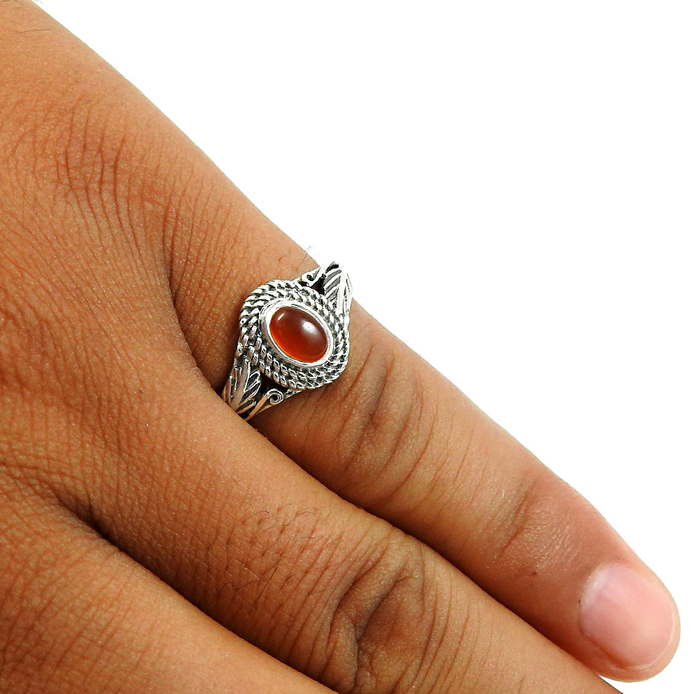 Gift For Her Natural Carnelian Statement Ring 925 Sterling Silver X16