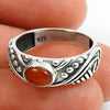 Gift For Her Natural Carnelian Solitaire Ethnic Ring 925 Silver Y22