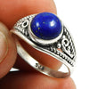 Natural Lapis Lazuli Gemstone Solitaire Tribal Blue Ring 925 Silver I24