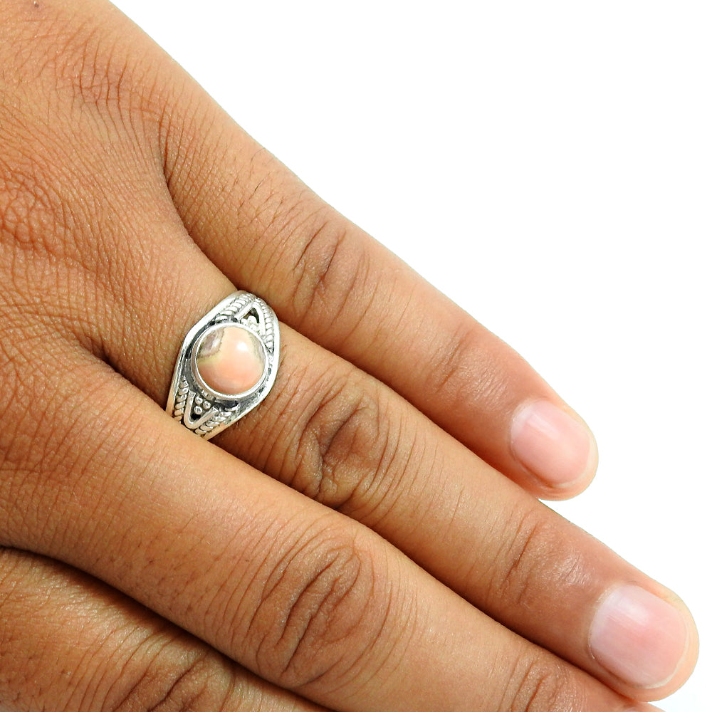 Gift For Her 925 Silver Natural Rhodochrosite Cocktail Boho Ring V18
