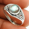 Gift For Woman 925 Silver Natural Labradorite Cocktail Boho Ring I1