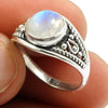 Solid 925 Silver Natural Rainbow Moonstone Party Wear Handmade Ring G6