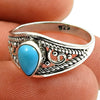 Natural Turquoise 925 Silver Cocktail Tribal Ring For Women F27