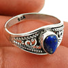 Natural Lapis Lazuli Gemstone Statement Tribal Blue Ring 925 Silver O14