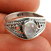 925 Silver Natural Rainbow Moonstone Statement Vintage Ring Q2