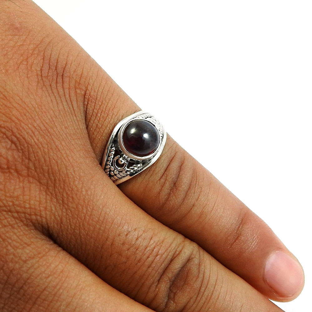 Gift For Woman 925 Silver Natural Garnet Gemstone Cocktail Ring N1