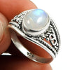 Natural Rainbow Moonstone Statement Ethnic Ring 925 Silver For Women S11