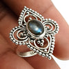 Natural Labradorite Solitaire Boho Ring 925 Silver For Girls L1